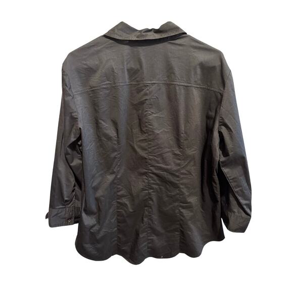 New York & Company Black Long Sleeve Button Down Long Sleeve Shirt Blouse Sz XL - Picture 3 of 10
